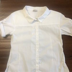 MAISON ULLENS Women’s White Roll Tab Sleeve 3/4 Sleeve Shirt Sz 38